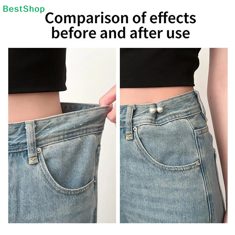 ☏Detachable Jean Waist Tightener, Pearl Button Waist Adjuster for Pants