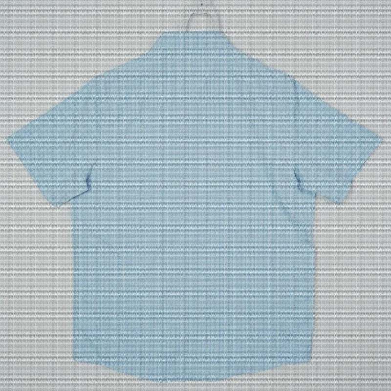 Outdoor Lure Fishing Short Sleeved Shirt Men's Light Blue Plaid Loose Quick Drying Breathable Top