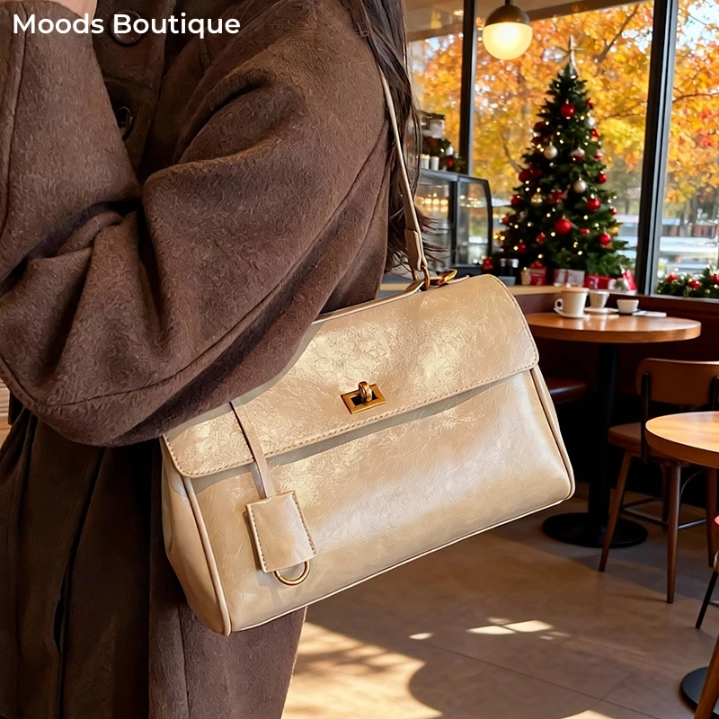 

MOODS Branded Variable Shoulder Bags For Women 2025 Latest Luxury Designer Handbags Soft PU Leather Large Capacity Shopper Totes