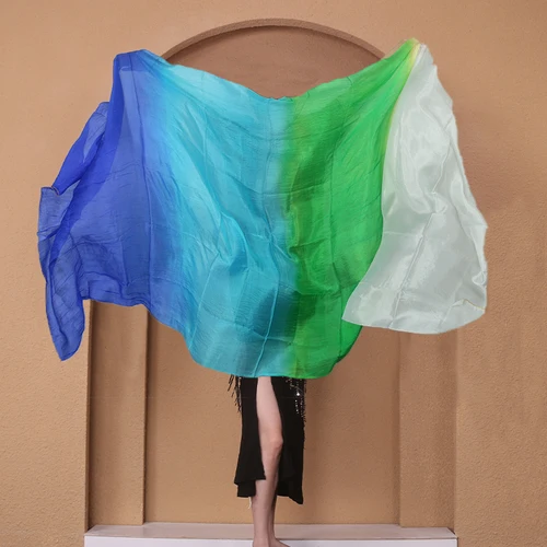Imagen 2 del producto Velo de seda clásico de 250x114cm para bailarina del vientre, accesorio para actuación en escenario, bufanda de mano, chal lanzado, accesorio de disfraz de danza del vientre personalizable