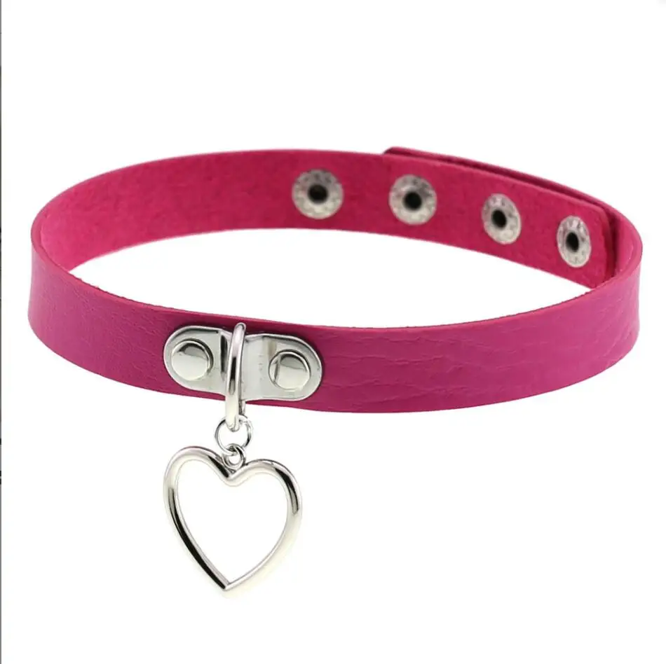 القوطية الجلود Harajuku العصرية مثير خمر القلب سحر المرأة الشرير المختنق قلادة القوطية طوق القلائد مجوهرات هدية S3004 #3