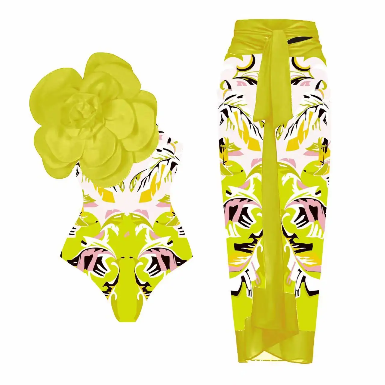 One Piece Swimsuit For Women One-piece Swimsuit Women's D Big Flower Decorative Printed Swimsuit Suit Women