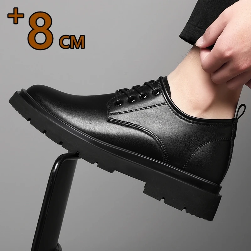 3 سنتيمتر/6 سنتيمتر/8 سنتيمتر الارتفاع زيادة أحذية الرجال جلد البقر الأعمال فستان كاجوال أحذية تنفس غير مرئية مصعد التنقل أوكسفورد