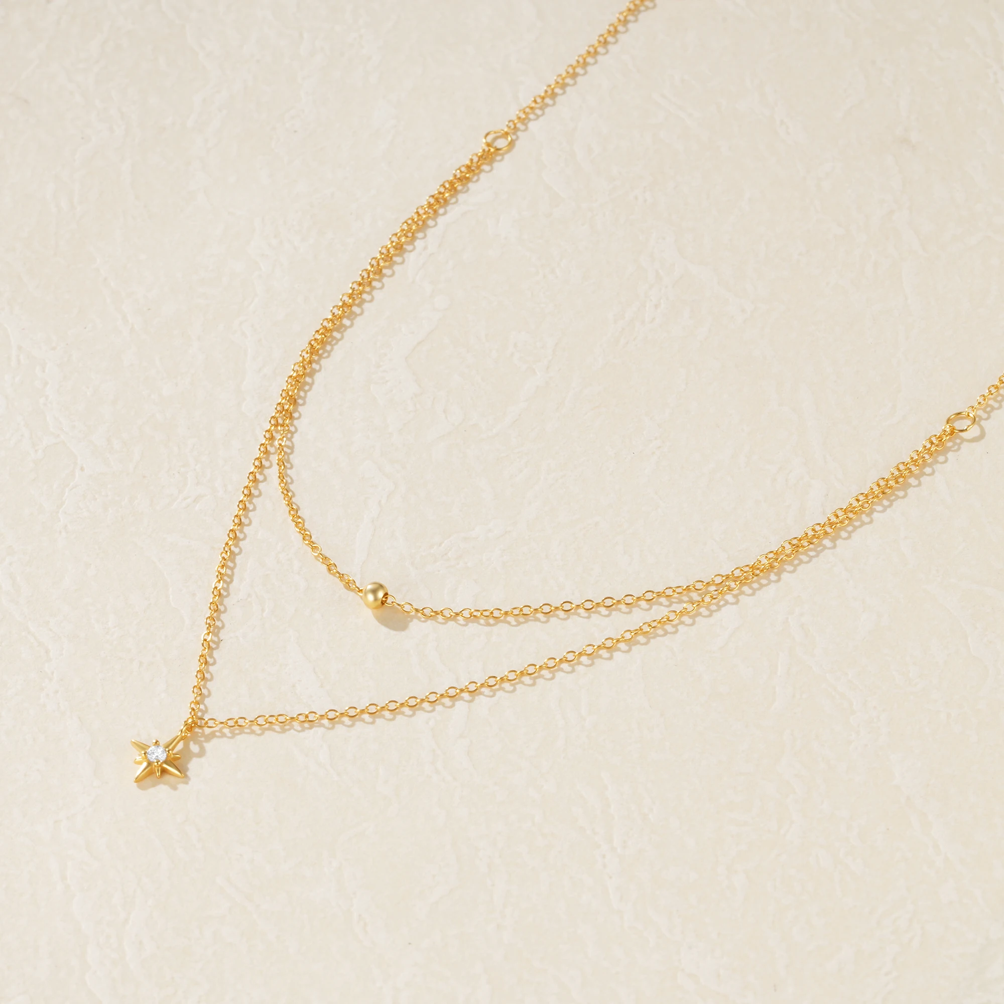 CANNER Octagonal Star Zircon 925 Sterling Silver Double Layered Clavicle Chain For Women Ins Minimalism Necklaces Fine Jewelry