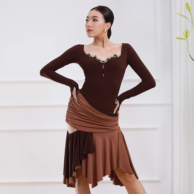 robe-latine-marron-sexy-pour-femmes-costume-de-spectacle-de-danse-justaucorps-a-manches-longues-jupe-a-volants-vetements-d'entrainement-cha-hiver-2025-4603