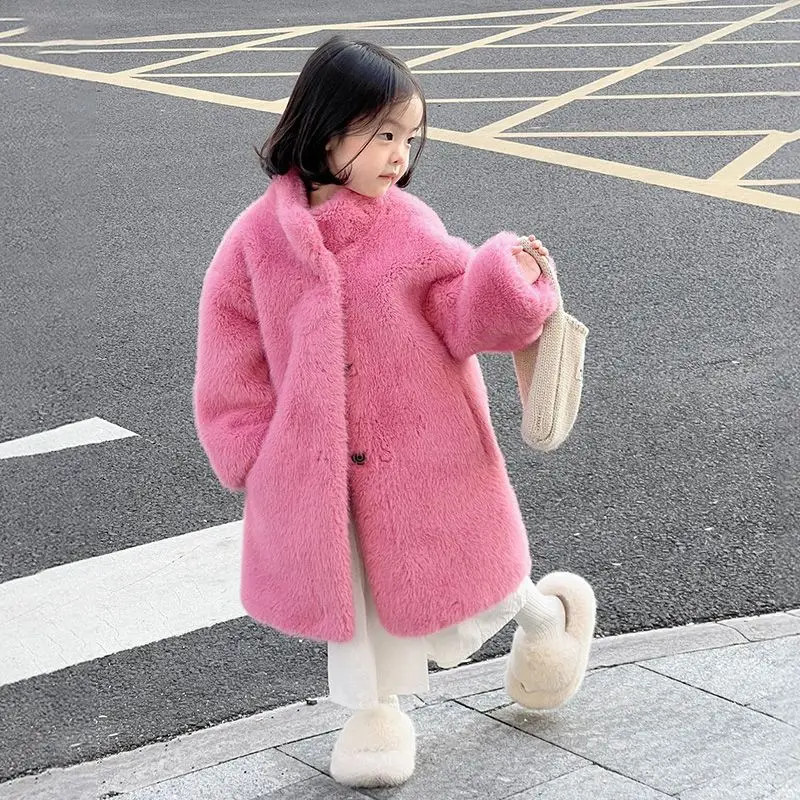 

Winter Warm Long Jackets Cotton Artificial fur Princess Cute Girls Baby Thick Kids Outerwear Children Snow Coats Party Clothes