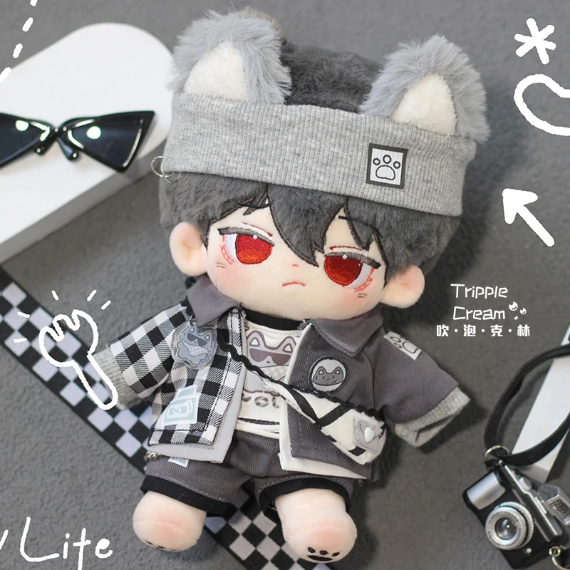 Handmade 5pc Wolf Boy Only Doll Clothes 20cm No Attribute Cool Handsome Wolf Ears Head Band Grey Coat Vest Shorts Cos Suit