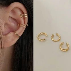 3PCS Gold Silver Color Clip Earrings for Women Men Creative Simple C Ear Cuff Non-Piercing Ear Ear Clip Set Trend Jewelry Gift