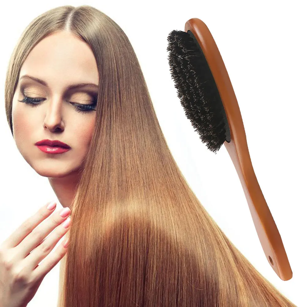 

2 шт., щетка для волос из щетины, натуральный материал, портативная эргономичная дизайнерская расческа для массажа кожи головы для вьющихся спутанных влажных и сухих волос, коричневая