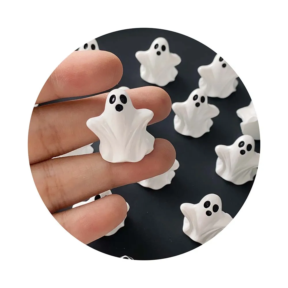 Cute Halloween White Ghost Charms Resin Pendant Flatback Crafts For Earring Keychain DIY Jewelry Making Findings