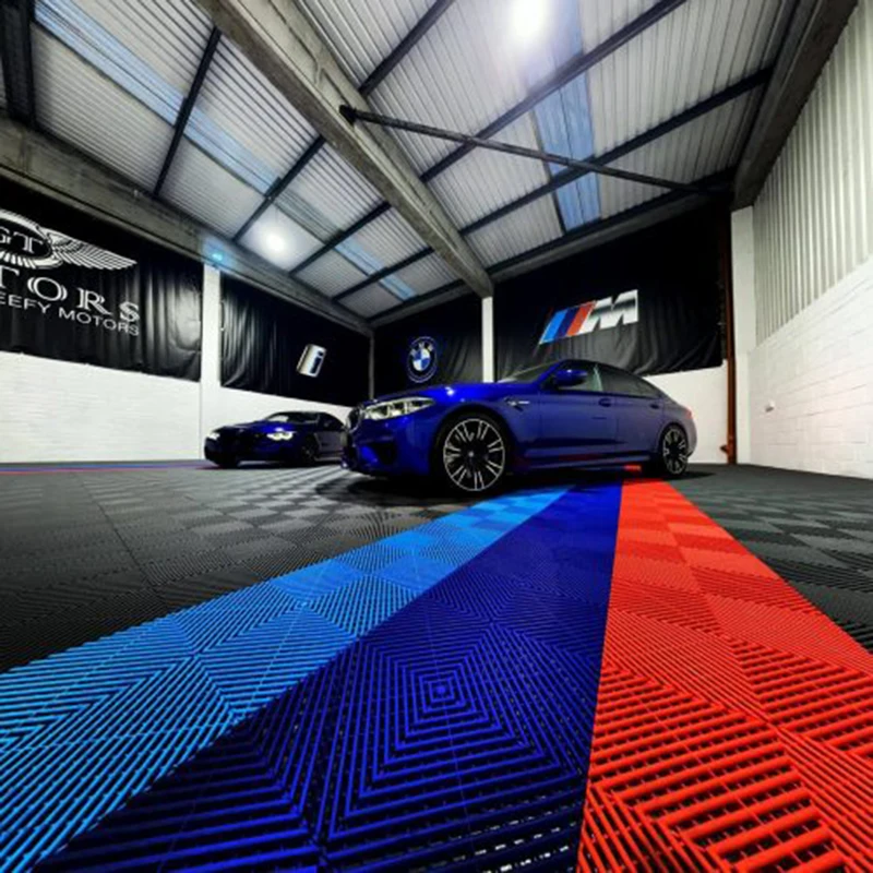 

40 PCS Eco-Friendly Plastic Garage Floor Tiles Colorful DIY Modular Square Garage Slabs for Car Wash Vehicle Repair Shop