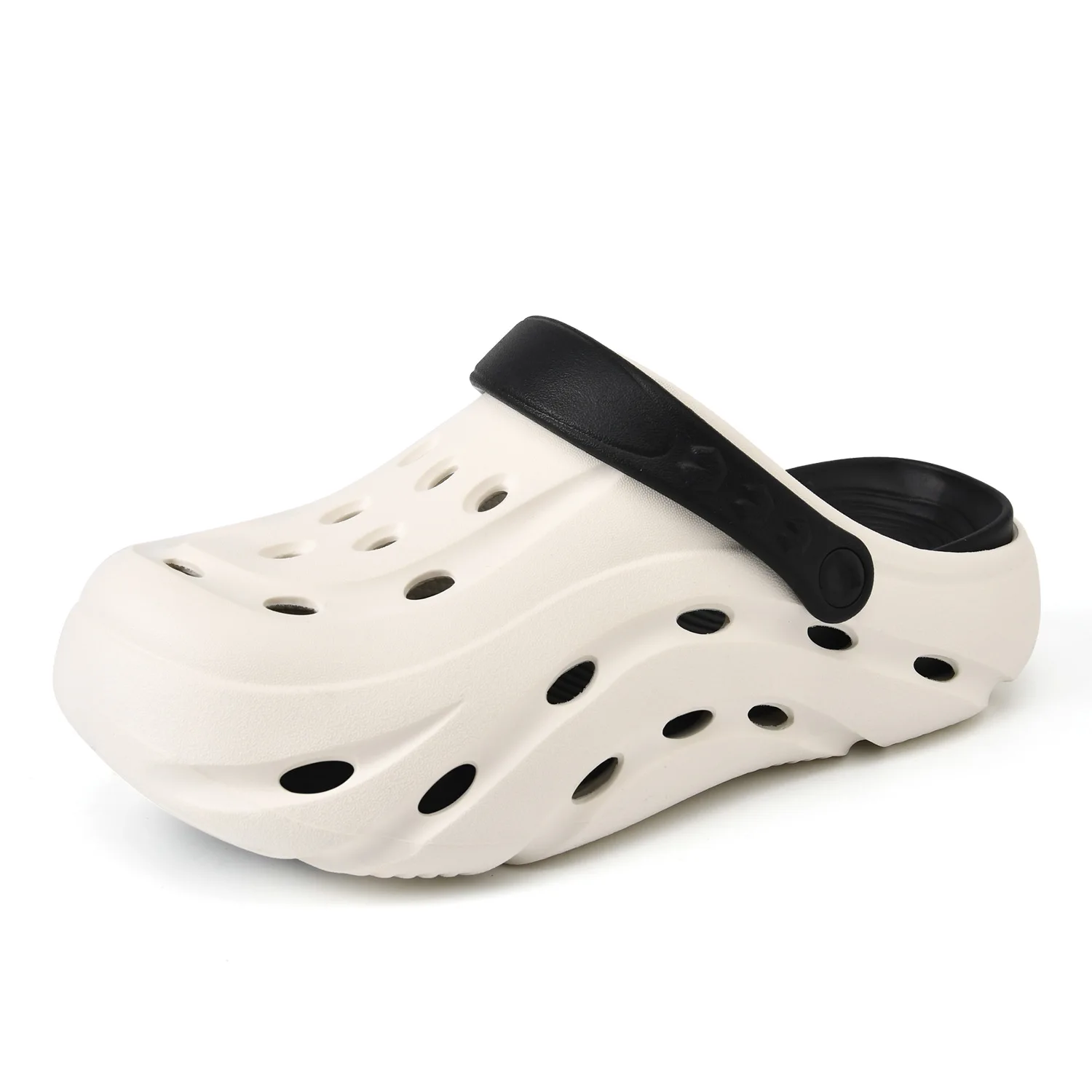 Solid color new thick-soled hole shoes men's beach sandals non-slip bag head half slippers men's summer outside view 6