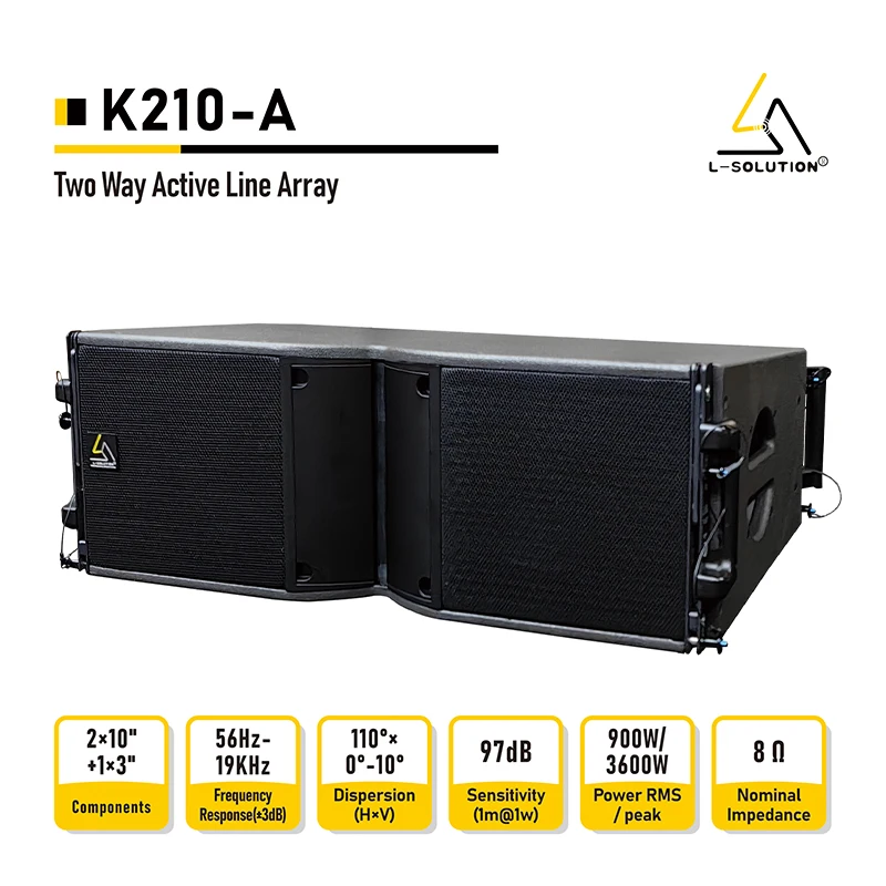 Line Array Dual 10-Inch 4-Channel 3600W Active Speaker K210 System With Hi-Res Audio For Outdoor Music Shows