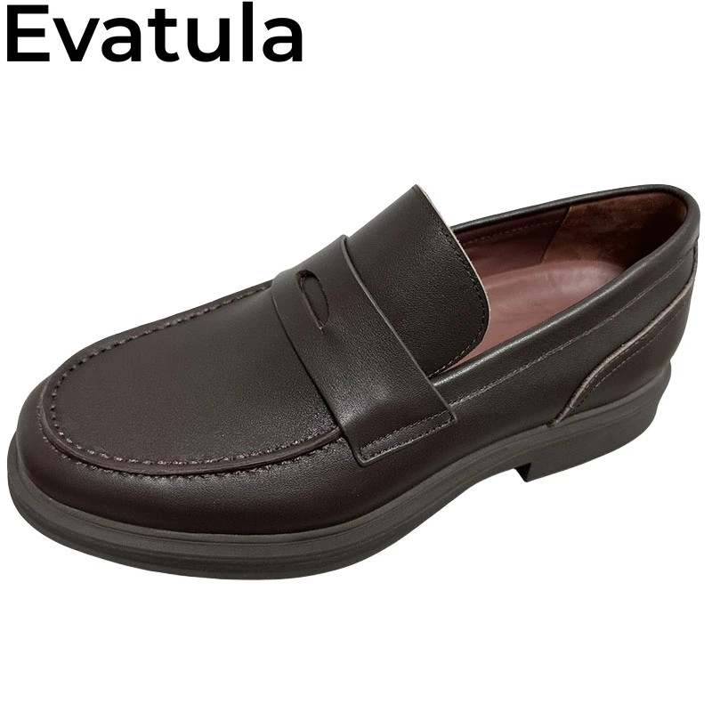 

2024 Spring Real Leather Flat Loafers Shoes Men Quality Round Toe Slip On Business Shoes Casual Walking Driving Lazy Shoes Male
