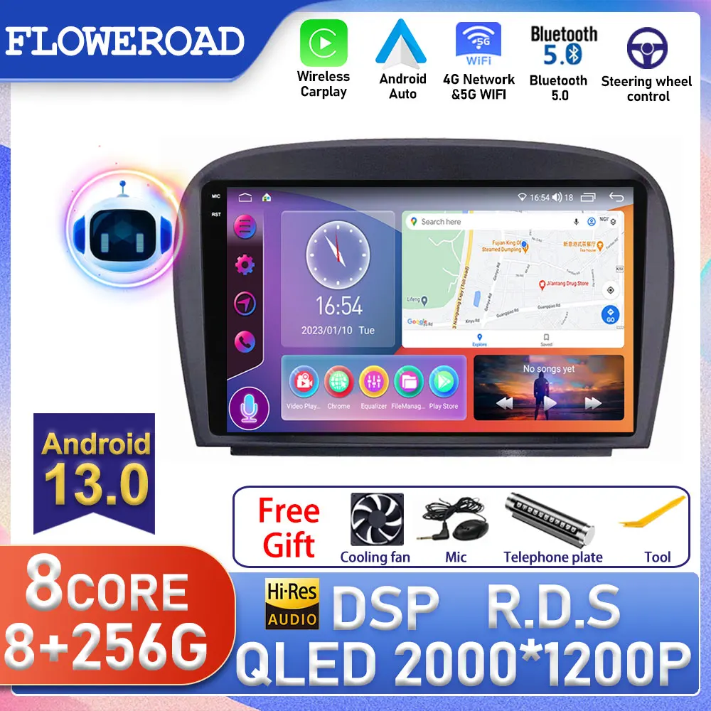 

9 inch Android For Mercedes Benz SL R230 SL350 SL500 SL55 SL600 SL65 2001 - 2007 IPS Car GPS Navigation Radio Multimedia Player