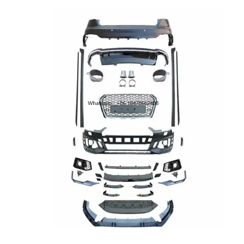 Car A4 B9 S4 Front Rear Bumper Diffuser Grille Kit A4 Upgrade RS4 Style Body Kit for A4 B9 S4 2017 2018 2019 Full Body Kit