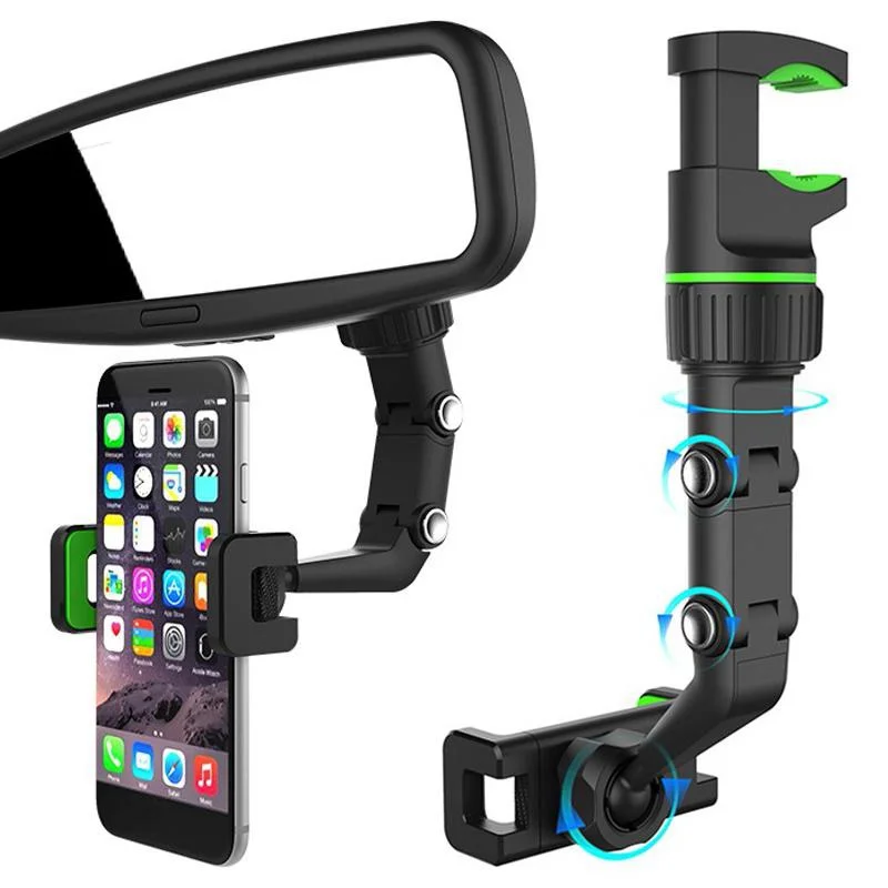 360° Car Rearview Mirror Phone Holder for 4.0-6.1 Inch Phone Gps Navigation Bracket Phone Holder Stand Adjustable Support