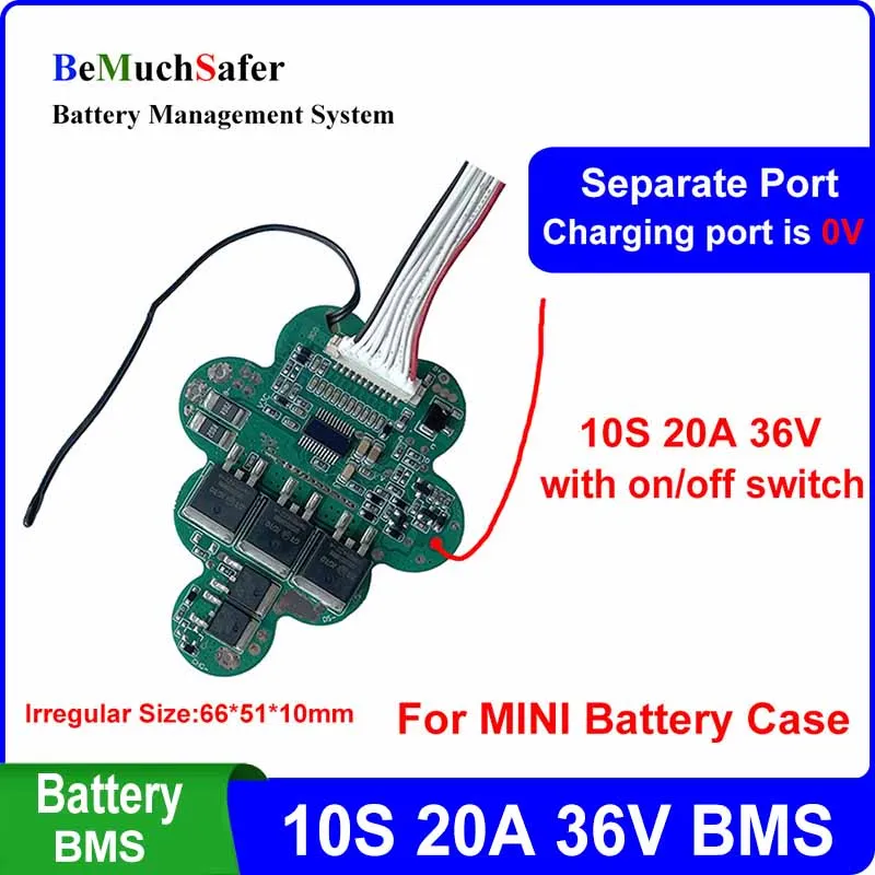 Мини размер MINI 36V 10S20A BMS с выключателем отдельный порт 10S20A 36V PCM для DIY EEL MINI IE-MINI ID-MINI E-Bike батарейки корпуса