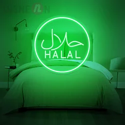 Halal Engrav neon sign light for interior wall decoration arabian Moslem restaurant business led wall art halal restaurant