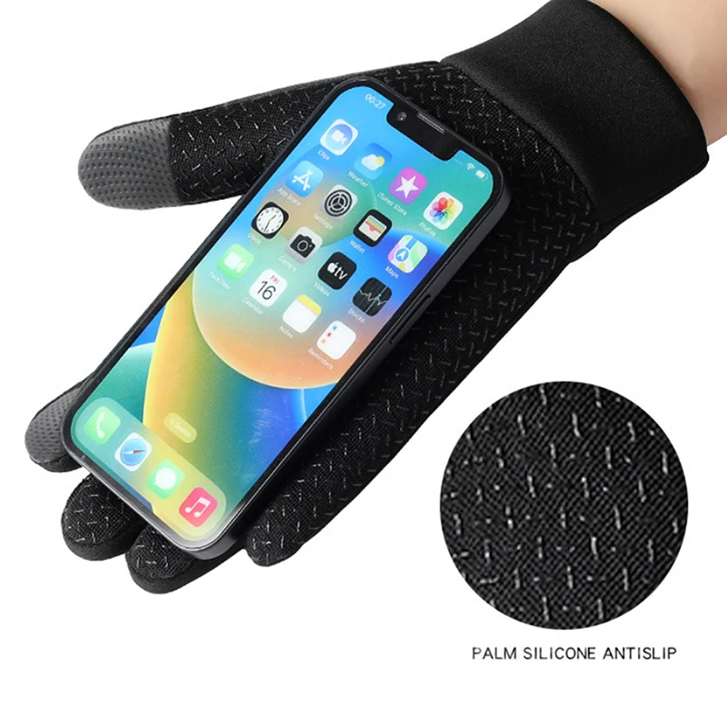 Guantes de ciclismo de invierno para hombre, guantes deportivos a prueba de viento con pantalla táctil, guantes térmicos cálidos para correr, esquí y ciclismo