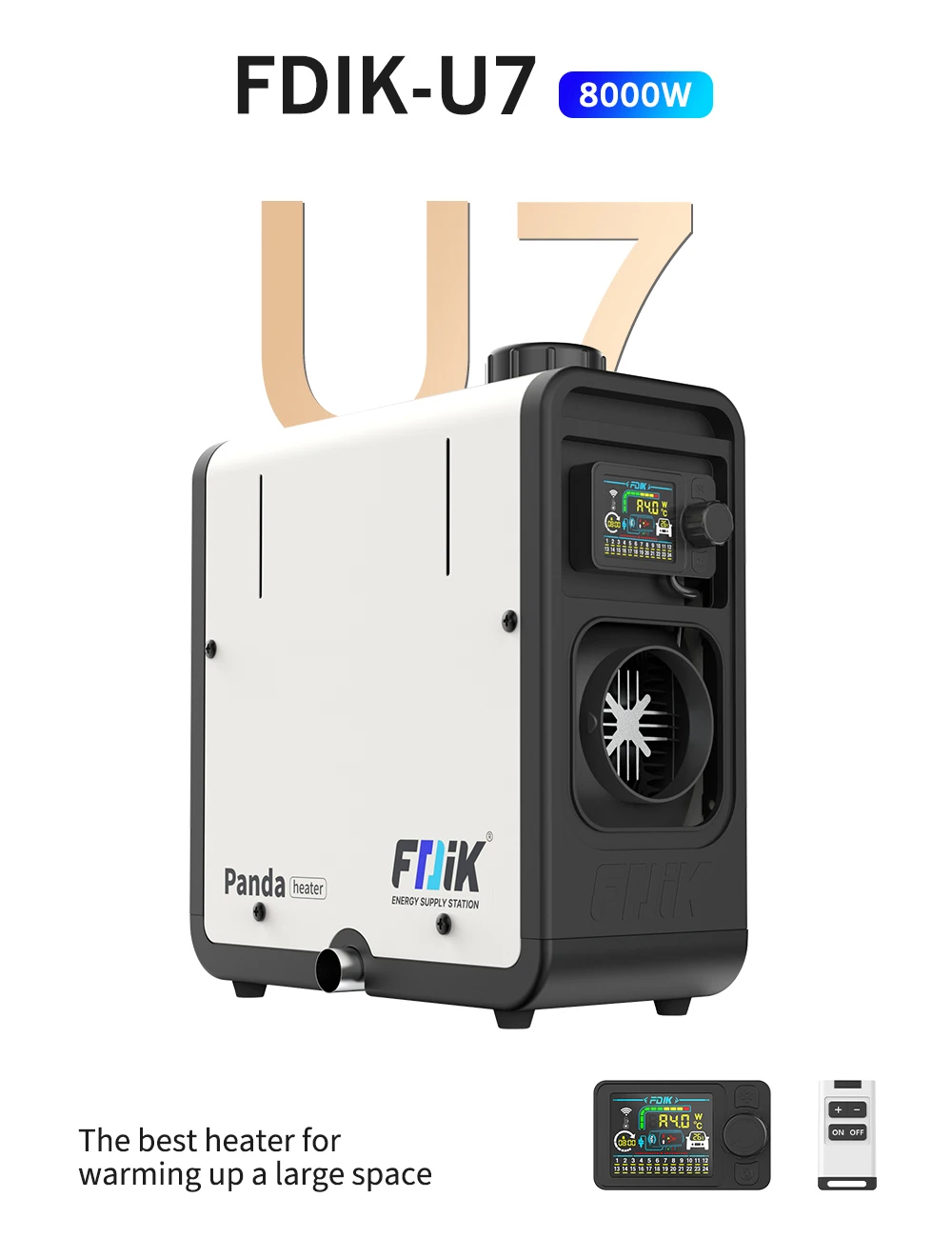 FDIK 230V 8KW Dieselheizung; inklusive Netzteil und Fernbedienung; geeignet für Garagen und Lagerhallen; 12V 24V Standheizung. – Detail 2
