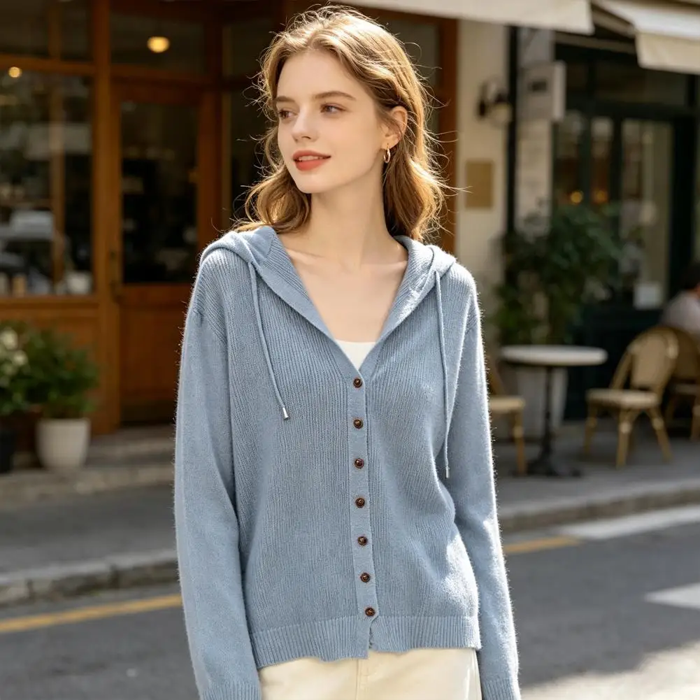 Women Tops Hooded Drawstring Long Sleeve Pure Color Casual Blouse Loose Fit Summer Thin Ice Silk Sun Protection Female Coat