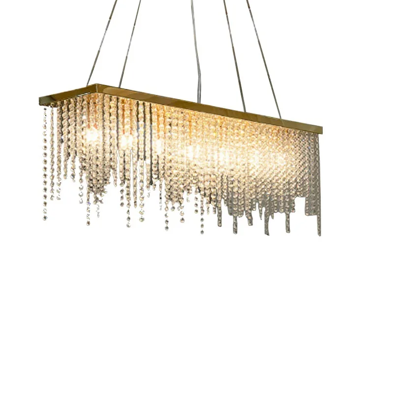 

Restaurant crystal chandelier, rectangular, bar light luxury simple lamps