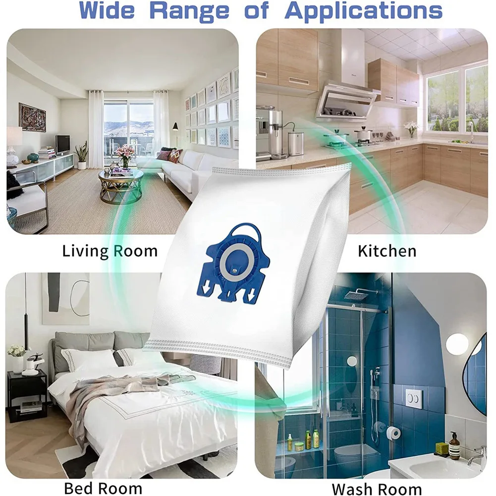 Kantong debu efisiensi 3D untuk kantung vakum Gn 9917730, 2 tablet pembersih udara dan Filter Motor 2 tablet