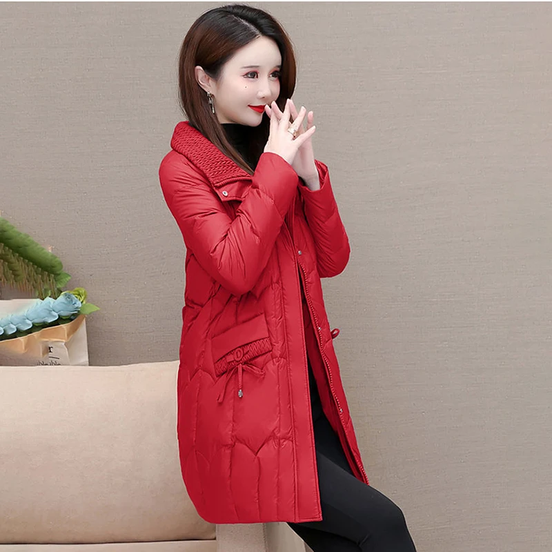 Solid Color Collar Loose White Eiderdown Down  Female 2023 Winter New Fashion Casual Joker Temperament Warm Coat Tide.