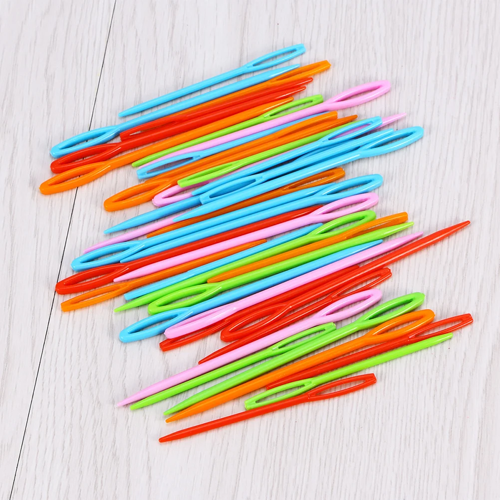 

80Pcs Large Eye Plastic Sewing Needles Mixed Sizes 7cm 9cm Safe Craft Weaving Knitting Crochet Sewing Needles