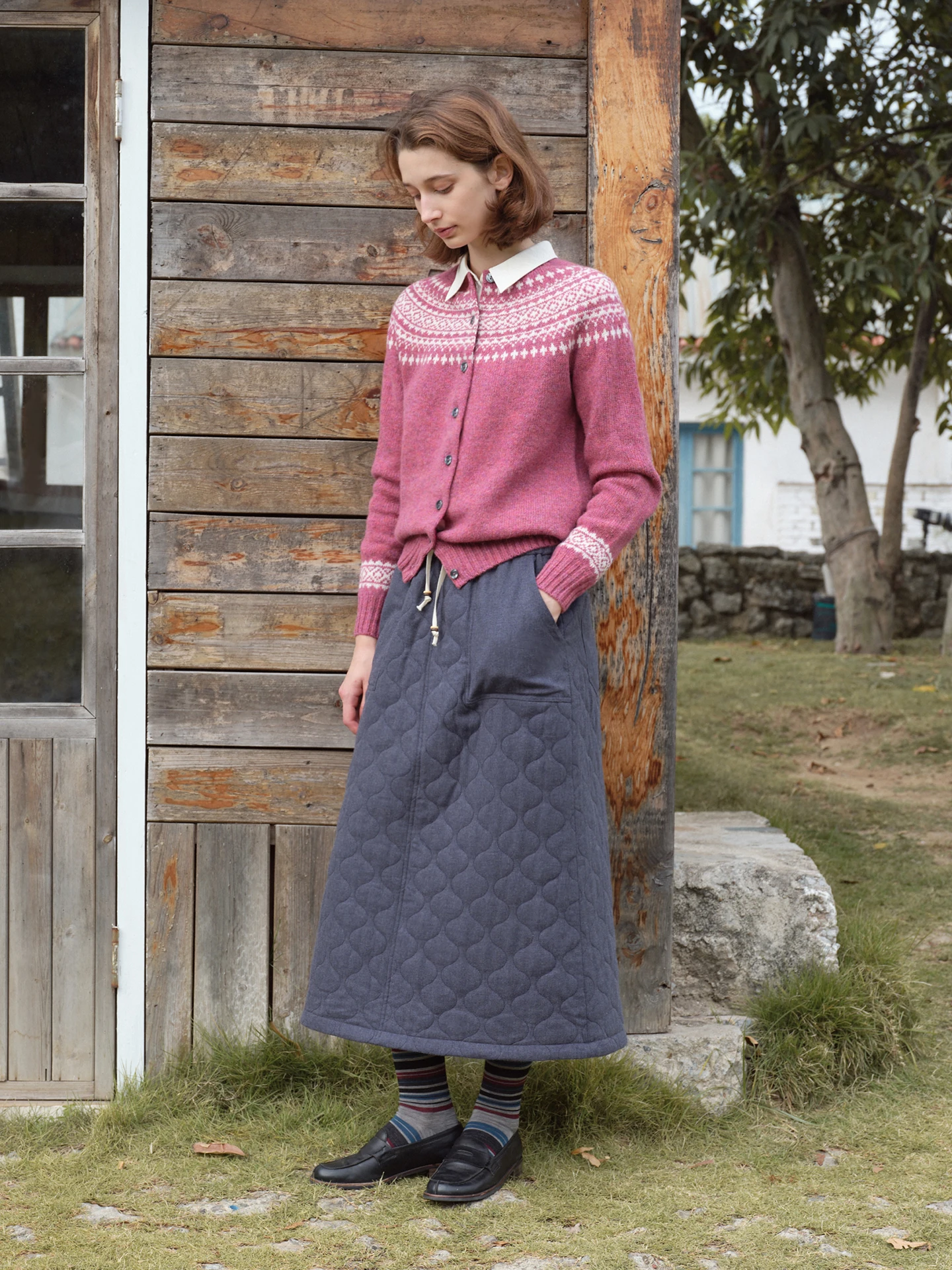 

Cotton Fce Quilted Gourd Flower Lightweight Warm New Snow Small a f Skirt Ladies Casual mid Waist Loose Fit Elastic Waist