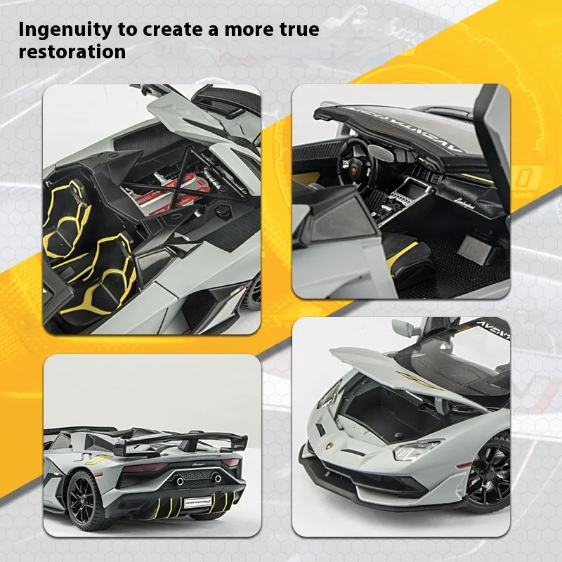 1:24 Lamborghini SVJ63 Carro de corrida Simulação Liga Modelo de carro Som e luz - Adequado para brinquedos e coleções infantis