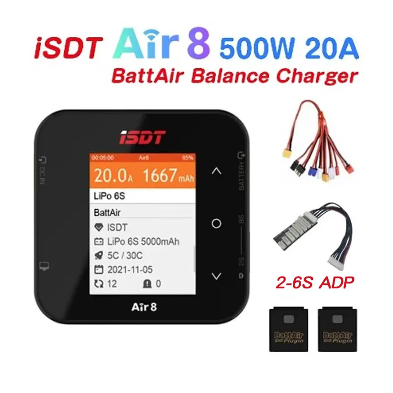 ISDT Air8 500W 20A Battery Balance Charger Discharger Air 8 With Plugin APP Connection for LiFe Lion LiPo LiHv NiMH NiCd Battey