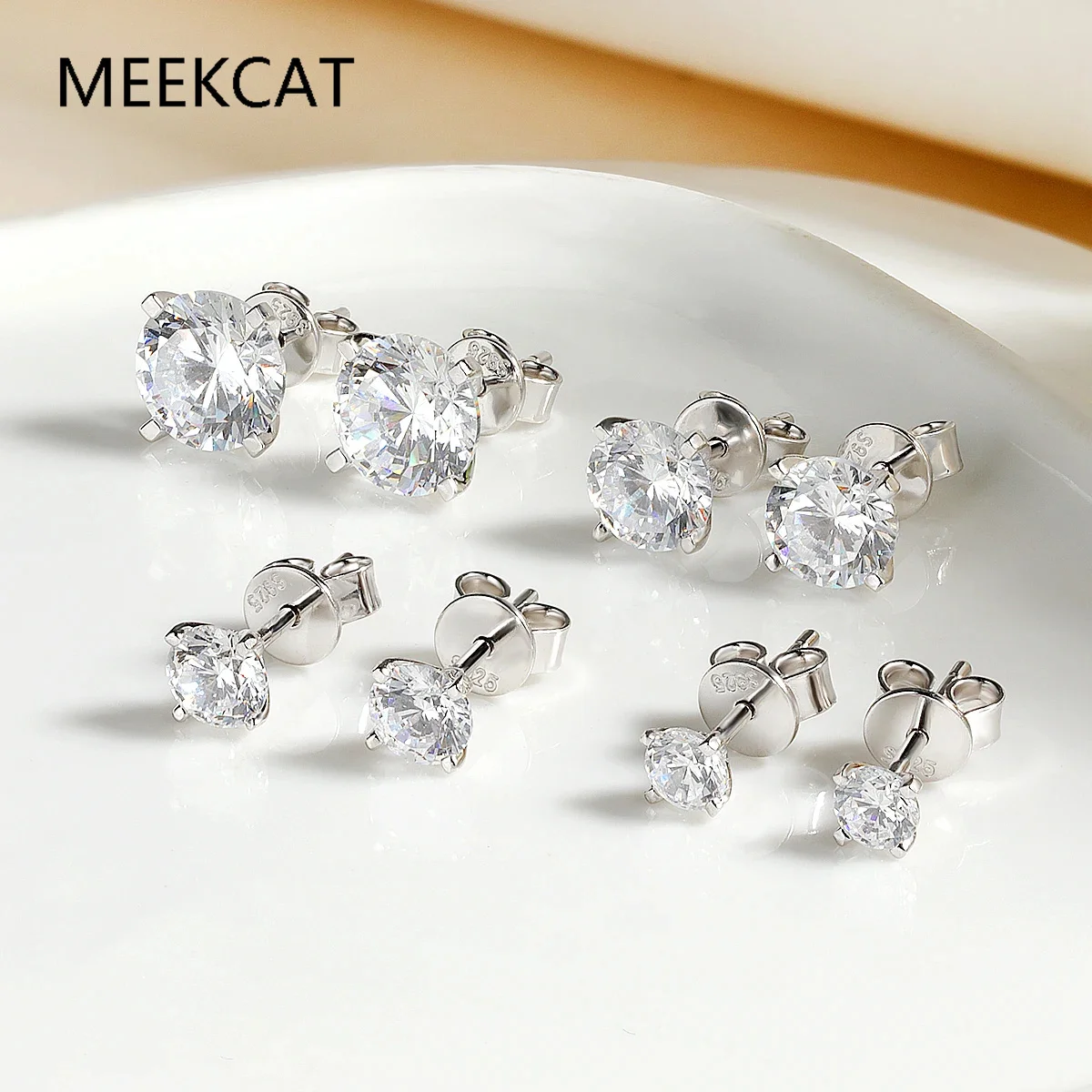 Moissanite Earring 0.2-2ct D VVS1 Simulated Lab Diamond 4 Claw s925 Sterling Silver Stud Earrings Pendientes for Women Man