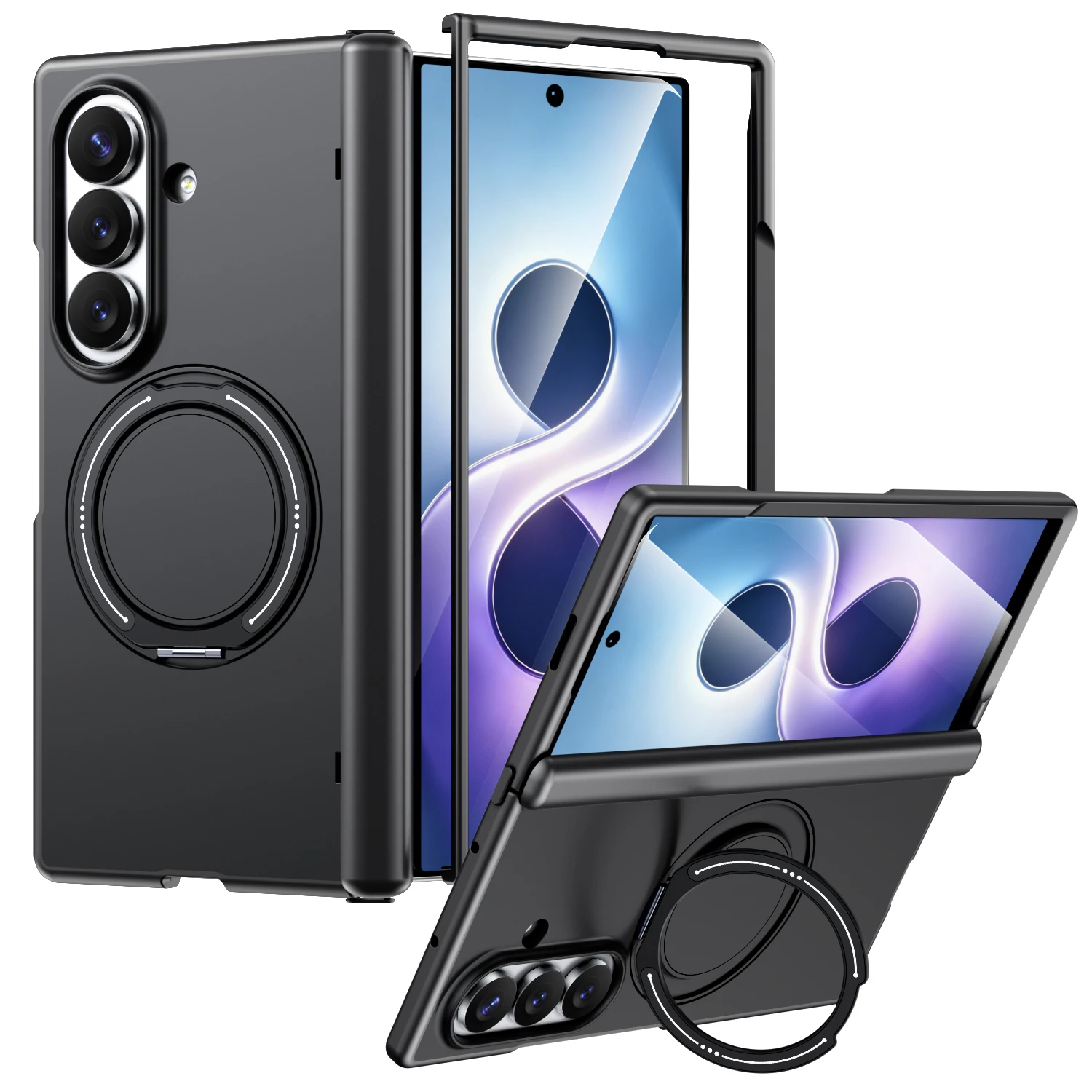 360 °   Magnetyczne etui z uchwytem do Samsung Galaxy Fold8 Ultra / Fold 8 / Fold 7, kompatybilne z Magsafe, chroniące zawias, odporne na wstrząsy, z funkcją stojaka.