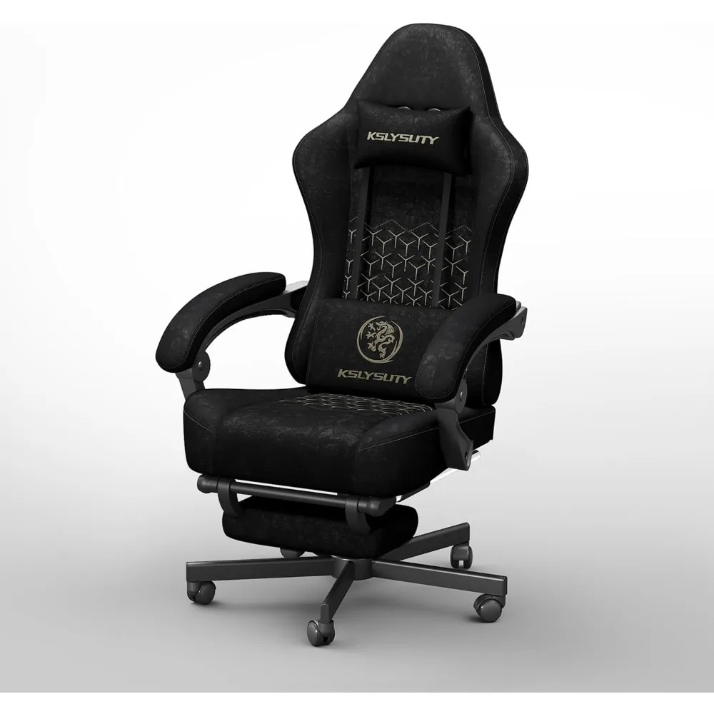 

Breathable Leather Gaming Chair with Individually Pocketed Spring Seat; Ergonomic Office Chair with Headrest and Footrest