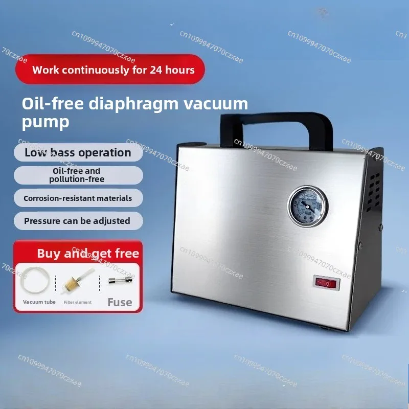 Quiet Oil Free Diaphragm Vacuum Pump Adjustable Pressure Lab Filter Degas Portable Mini Suction Air
