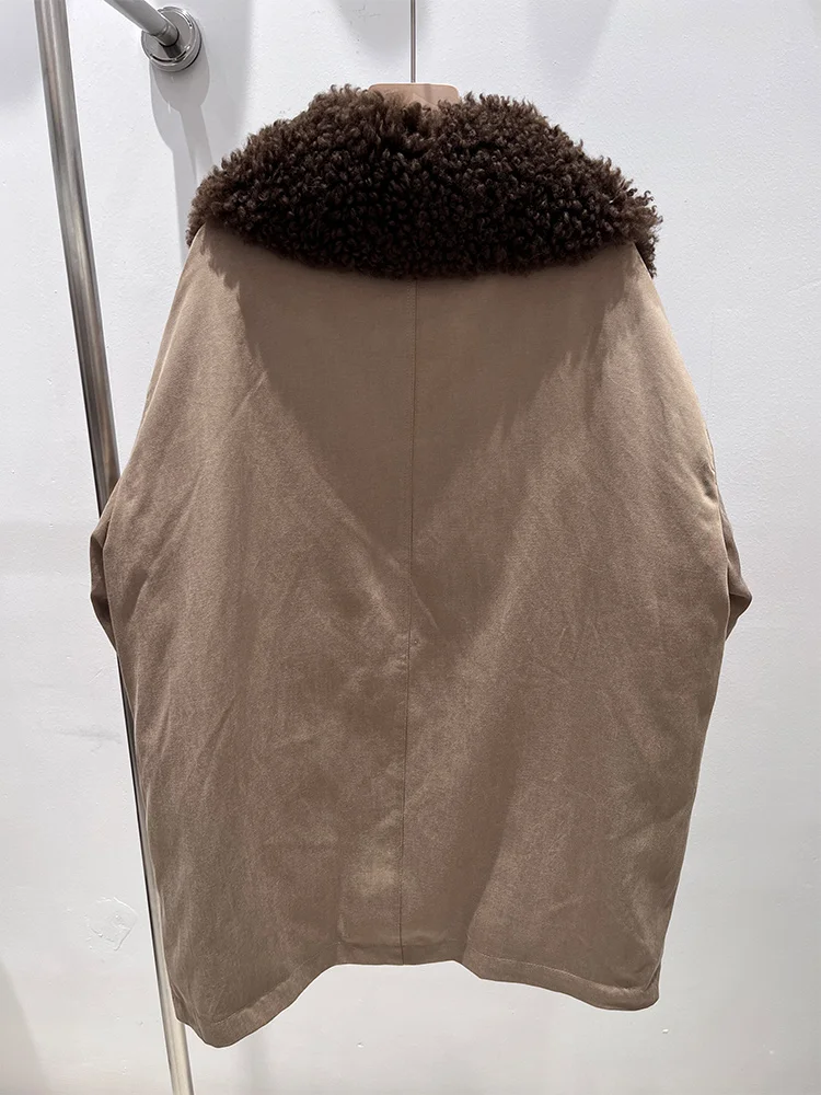 2025 Fashion New Autumn Winter Real Lamb Sheep Fur Collar Coat Women Natural Goose Down Jacket Luxury Casual Puffer Jackets