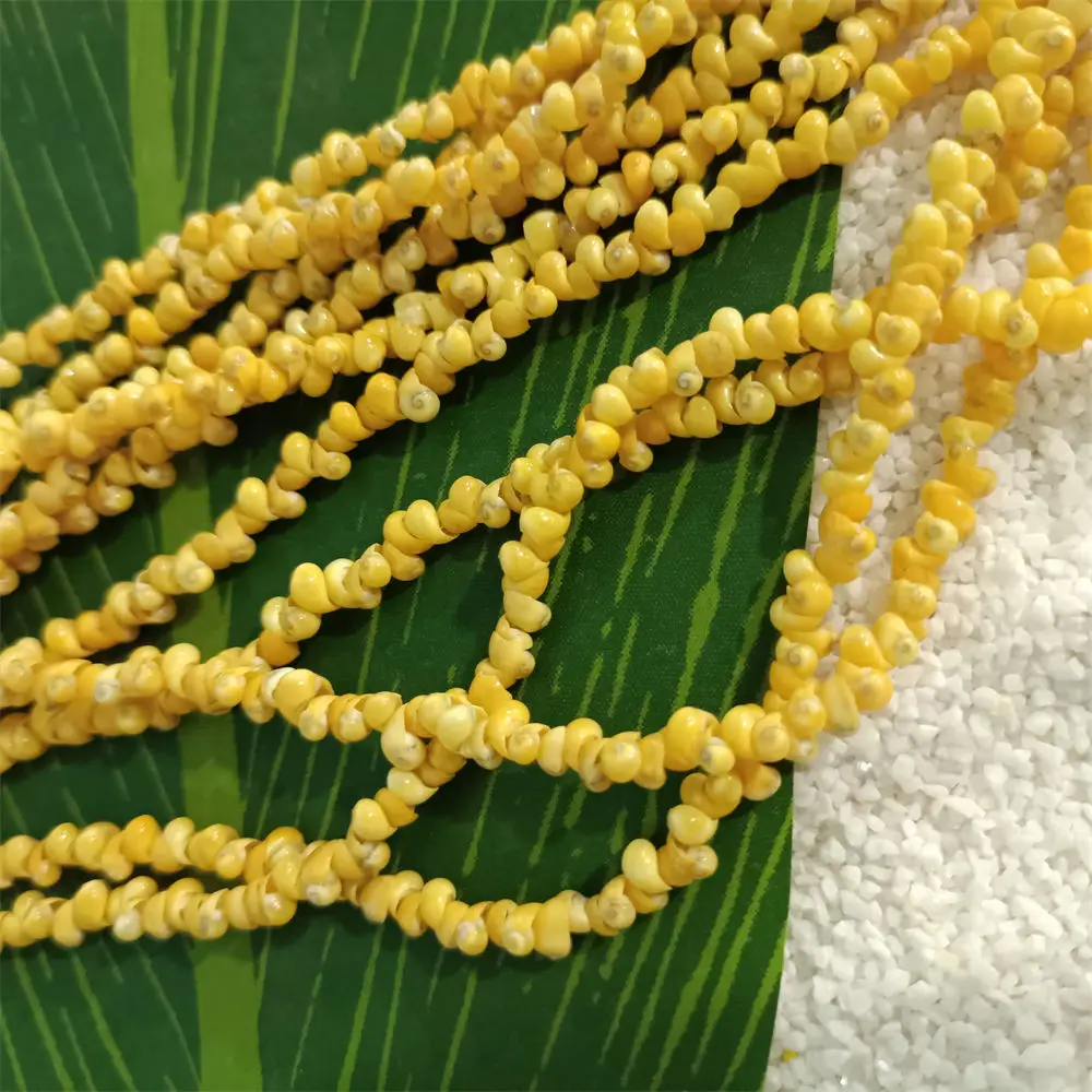 Collier Long en Coquillage de Mongo de Style Hawaïen, Leis 35, Jaune, Blanc, Accessoires de Bijoux Vintage à la Mode, 10 Brins