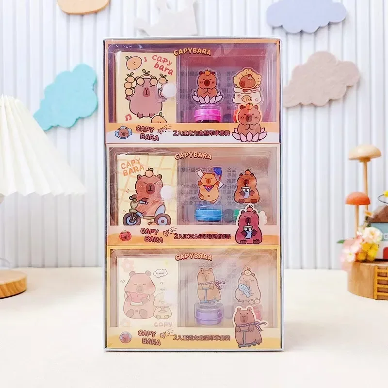 Kawaii 3Set Capybara Stamp cute cartoon students notepad office laptop agenda planner notebook kids Stationery gift