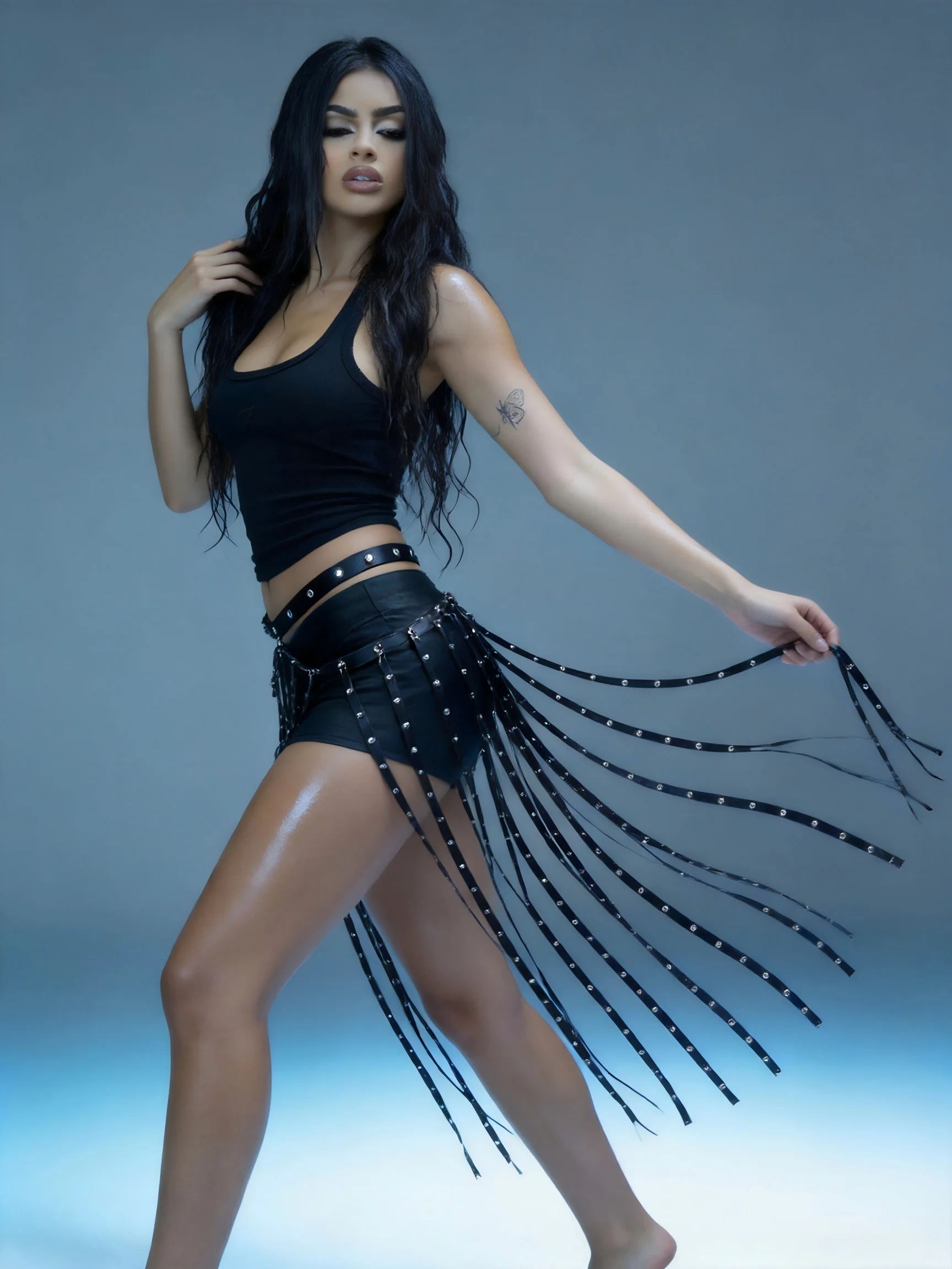 AKYZO European And American Sexy Leather Tassel Skirt Music Festival Sends Single Spicy Girl Outfit