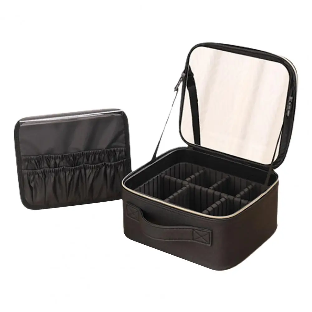 Lightweight Cosmetic Organizer Capacity Cosmetic Bag with Led Mirror Multi Compartments Portable Travel Makeup for Artists