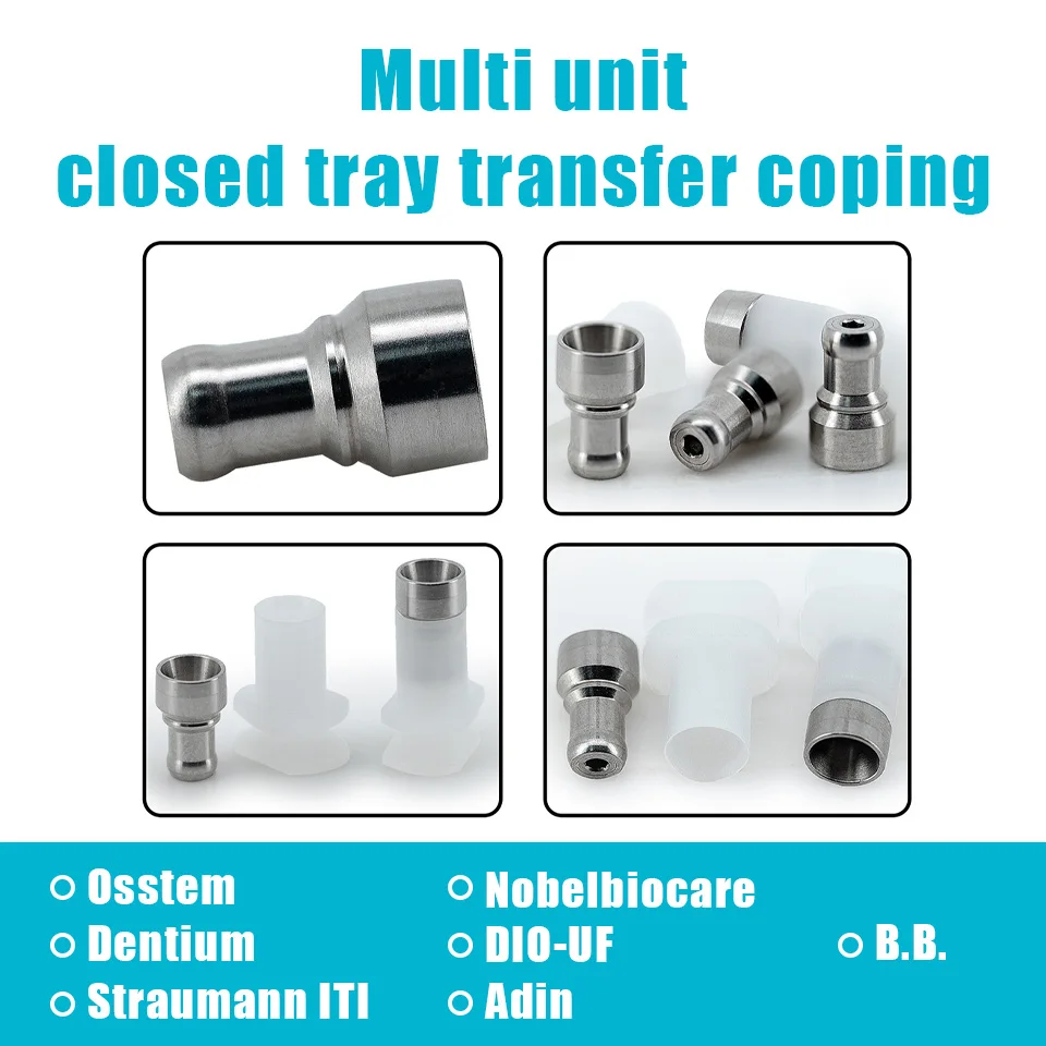 10Pcs Set Dental Multi Unit Closed Tray Transfer Coping Impression Fit Osstem Dentium ITI Nobel DIO Adin BB Titanium Lab Tools