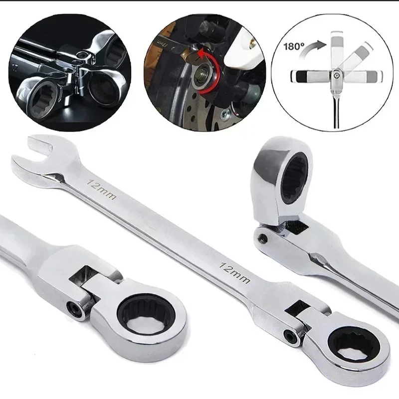 Single Head Open End Heavy Duty Crowsfoot Wrench Flex Head Ratchet Combo Open Box End Imported Gear Quick Auto Adjust 9/10/19mm