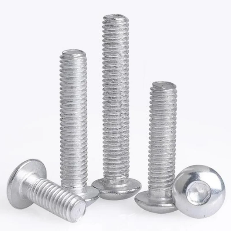 40-100pcs M3 M4 M5 M6 6061 Aluminum Alloy Round Head Hexagon Socket Screw Bolt Half Round Head Aluminum Material Screw