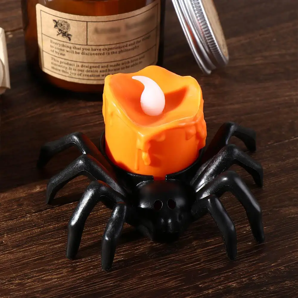 Glowing Spider Halloween LED Candle LED Electronic Candle LED Spider Pumpkin Light Black Spider Candle Little Night Light