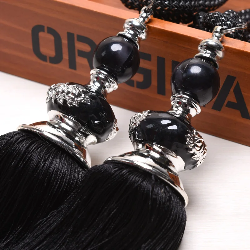 

2 Pcs Luxury European Black Curtain Hanging Ball Curtains Tassels Curtain Tiebacks Bandages Brushes Curtain Accessories