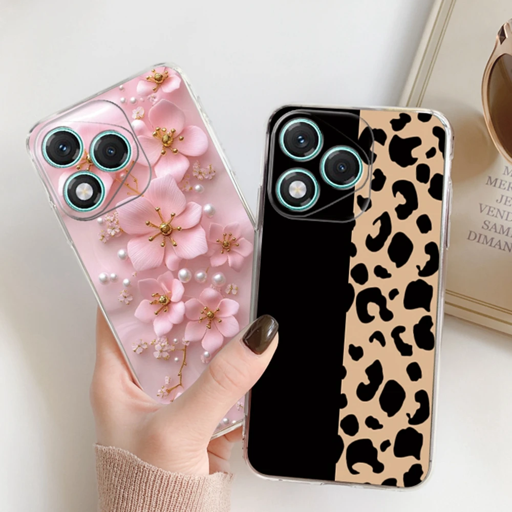 

Flowers Cases For Huawei Honor 400 Lite 200 Pro Magic7 6 5 90 Smart X9a X9c X9b X8b X8c X7c X7d Leopard Clear Soft Phone Cover