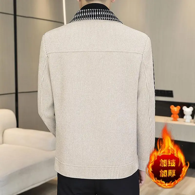 High-Quality Autumn Winter Fashion New Men\'s Casual Lapel Jacket Male Slim Plaid Thickened Warm Woolen Coat