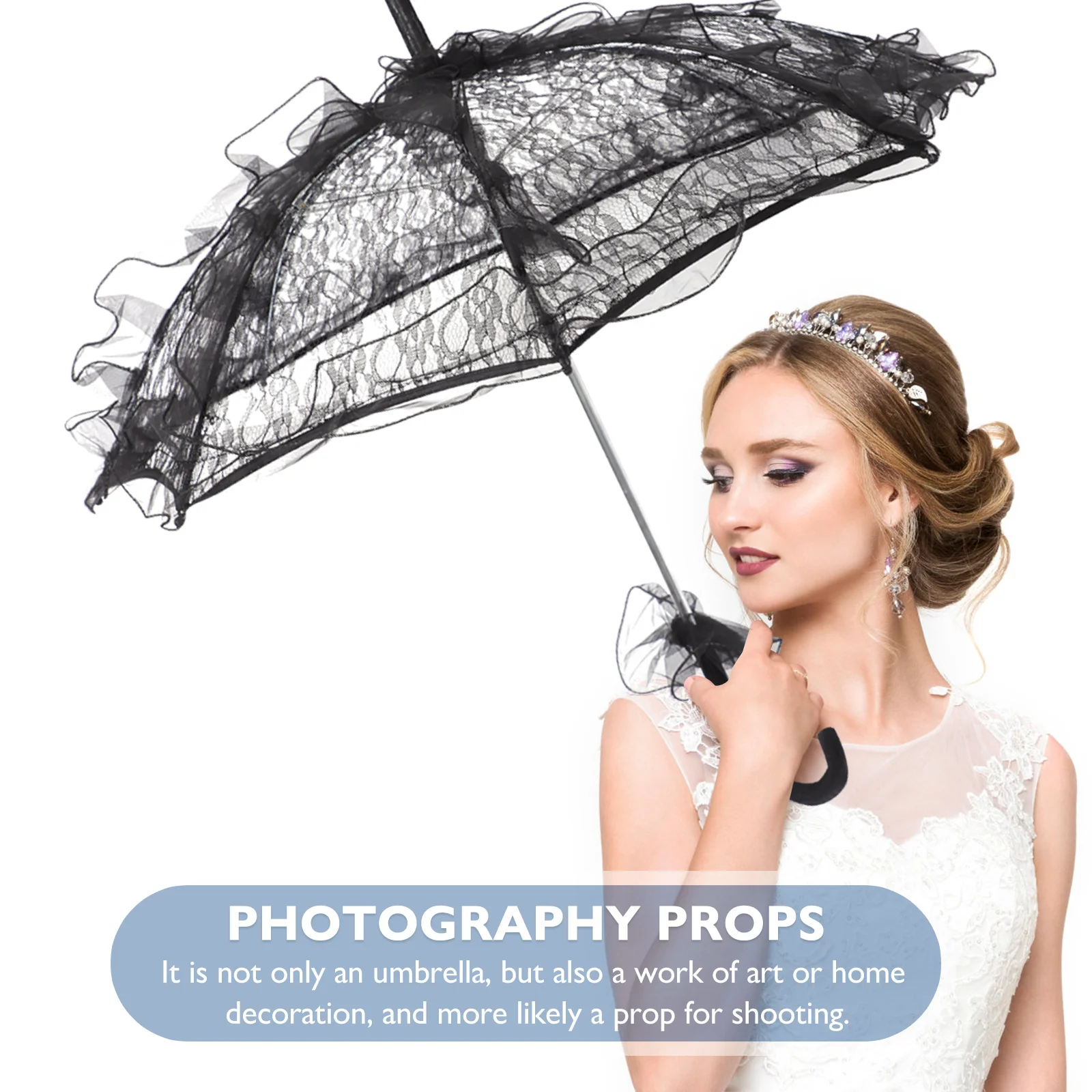 

1pc Lace Umbrella Bridal Wedding Parasol Photography Stage Performance Prop Elegant Dancing Accessory For Bride Costume Decor